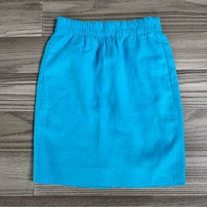 J. Crew Monaco Blue Linen Pull On Elastic Waist Skirt Size XS